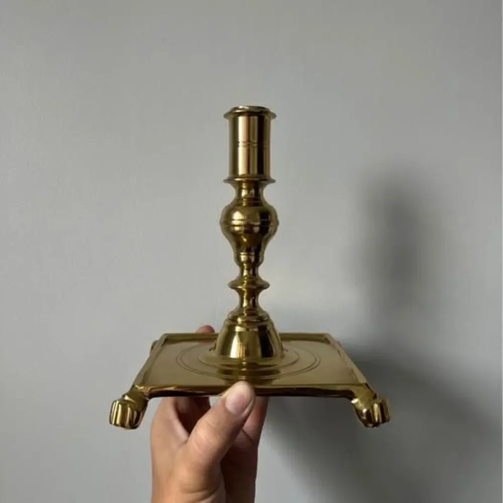 Pair of Vintage Shiny Brass Candle Holders